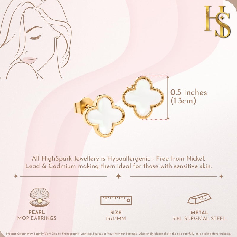 HighSpark Clover Earrings for Women | Four Leaf Stud Earrings for Women | Lovely Gift - Image 2