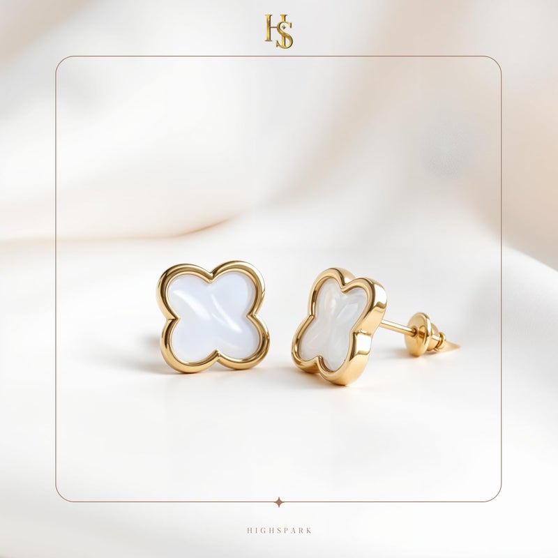 HighSpark Clover Earrings for Women | Four Leaf Stud Earrings for Women | Lovely Gift - Image 3