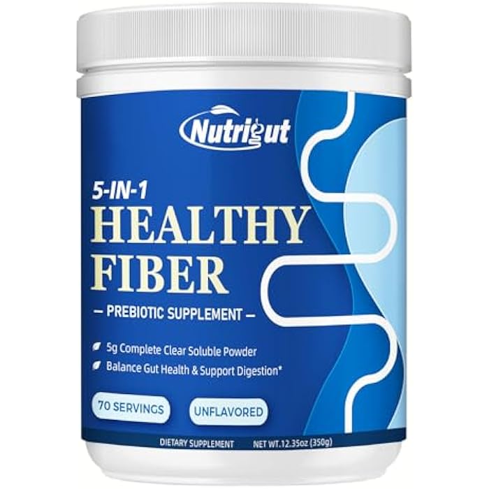 NutriGut Fiber Supplement - Prebiotic Fiber Supplement Powder, 5g Soluble Fiber Powder with Acacia & Inulin for Daily Digestive Health & Regularity, Gluten & Sugar Free, Vegan, Unflavored - 70 Servings - Image 1