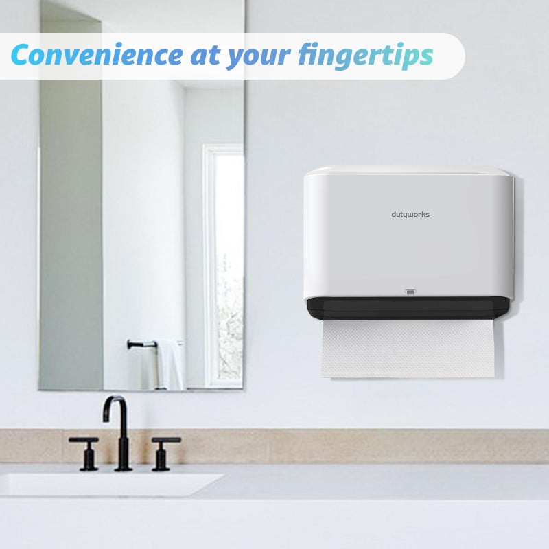 DUTYWORKS Paper Towel Dispenser Wall Mount, Multifold Paper Towel Holder Adhesive Hand Towel Dispenser for Bathroom Kitchen Commercial, White - Image 2