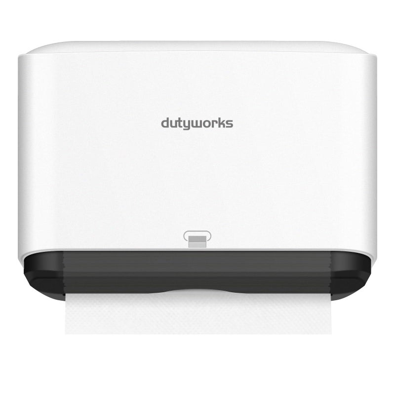DUTYWORKS Paper Towel Dispenser Wall Mount, Multifold Paper Towel Holder Adhesive Hand Towel Dispenser for Bathroom Kitchen Commercial, White - Image 1