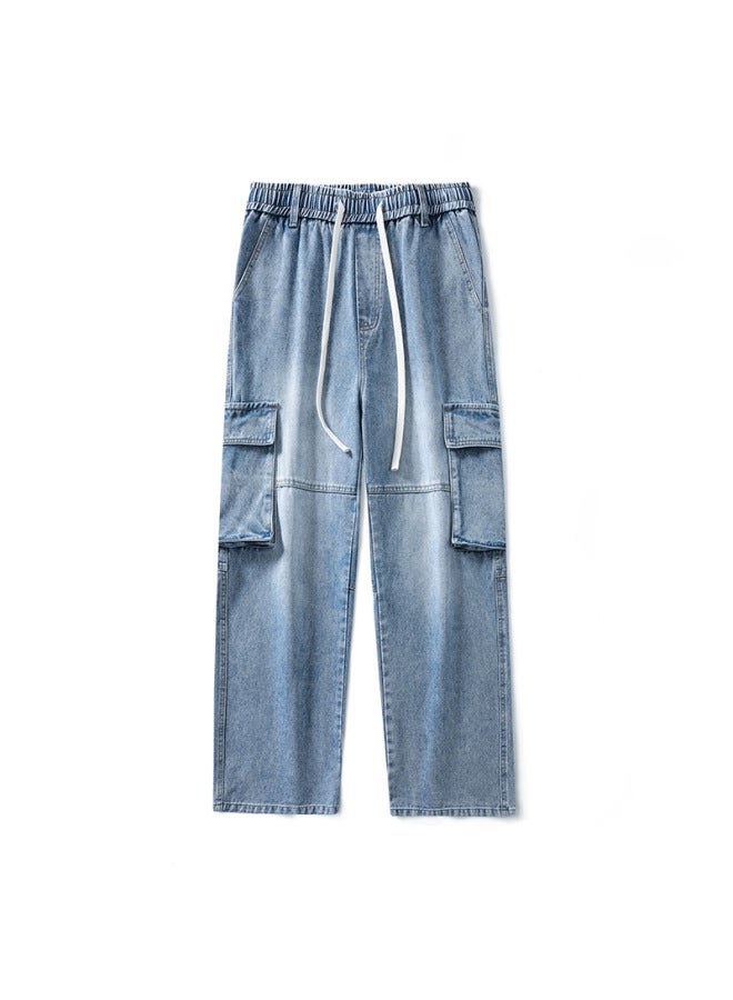 Men's Cityboy American-style Three-dimensional Multi-pocket Fleece-lined Jeans Men's Trendy Brand Thickened Winter Cordwork Pants