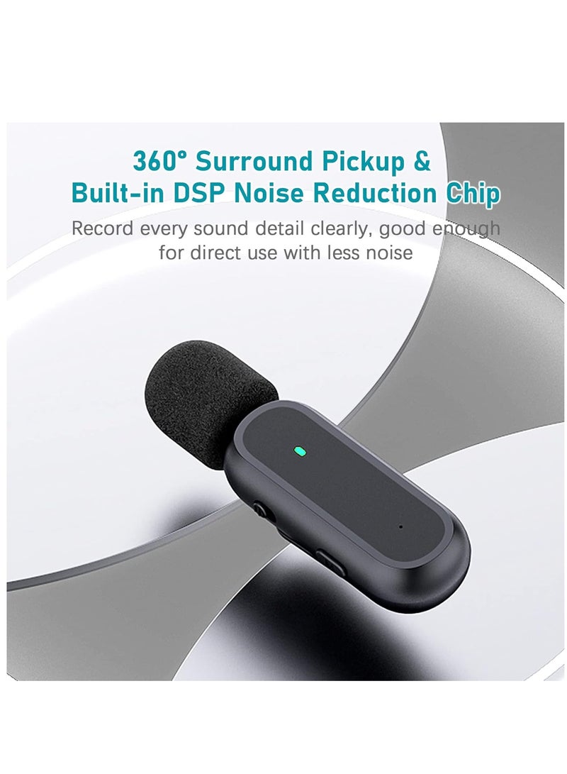Wireless Microphone for ，Portable One-trigger-Two Wireless Clip-on Microphone System for Type-C Android Phones Video Recording Mic 20M Transmission Range Built-in Battery with Charging Case for Vlog L - Image 5