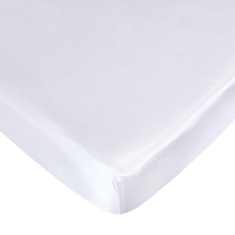 Coldwind Satin Pack and Play Sheet Fitted Soft  Silky Portable PlayardMini Crib Sheets Mattress Cover for Boys and Girls Compatible with Graco Pack n Play for Baby Hair and Skin White - Image 1
