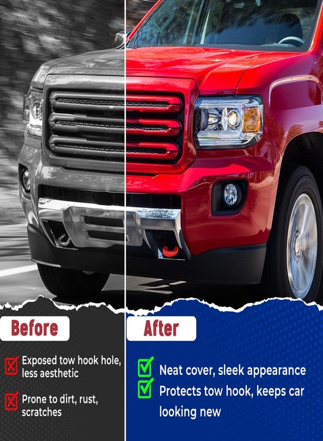 MITANLUXI Tow Hooks Covers for Chevy Colorado Trailboss 2015-2026, Red, 2-Piece D-Ring Recovery Hook Set - Image 3