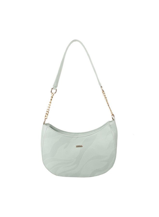 Mochi Light Green Faux Leather Premium Zipper Casual Hobo Bag For Women - Image 1