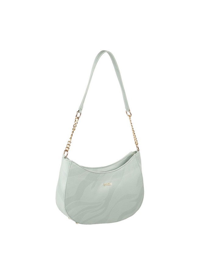 Mochi Light Green Faux Leather Premium Zipper Casual Hobo Bag For Women - Image 5