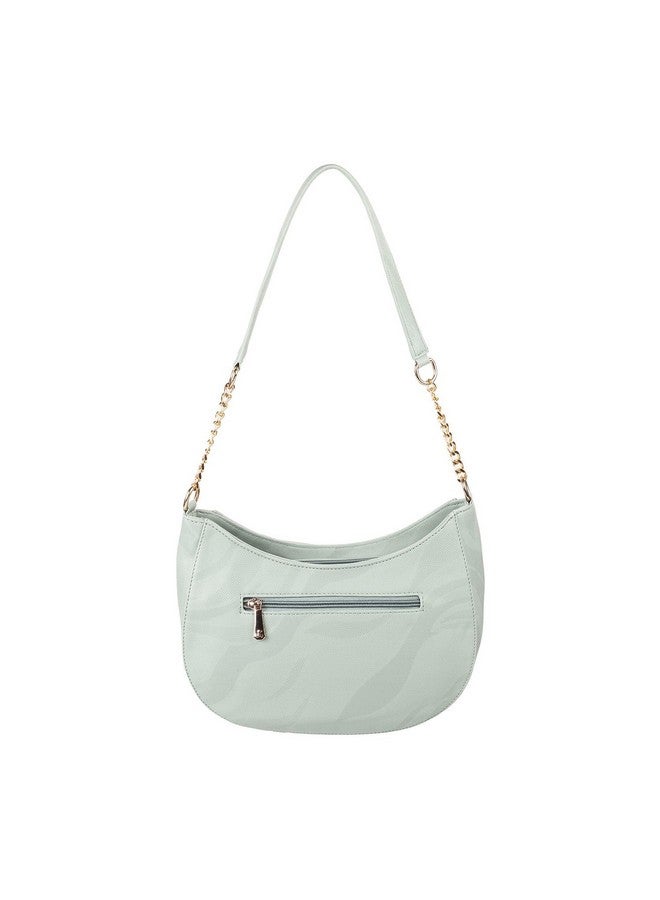 Mochi Light Green Faux Leather Premium Zipper Casual Hobo Bag For Women - Image 3