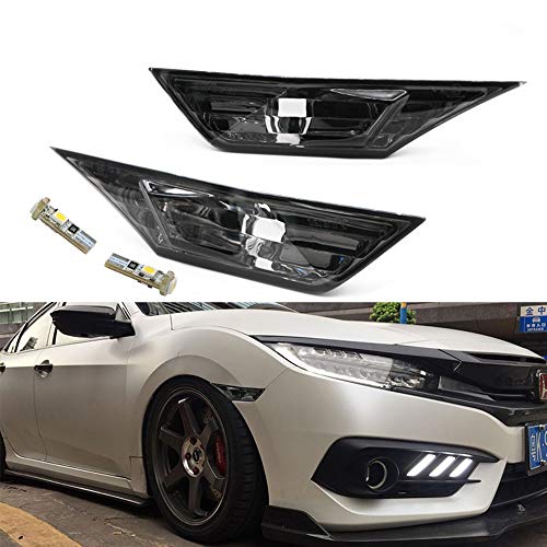 NSLUMO Front LED Side Marker Lights for Honda Civic 10th Gen 2016-2021 Coupe Hatchback With 2Pcs T10 Light Bulbs OEM#HO2551127N - Image 1