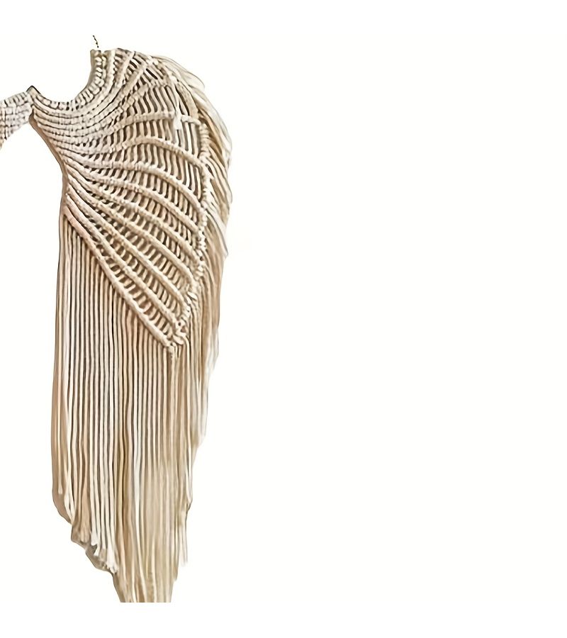 White Angel Wings Wall Decor Hanging Ornament European Rope Curtain Tassel Home Art - Image 5