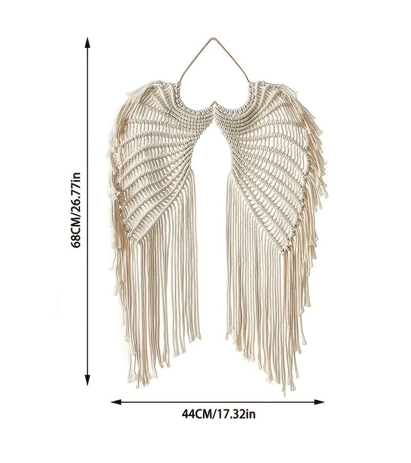 White Angel Wings Wall Decor Hanging Ornament European Rope Curtain Tassel Home Art - Image 3