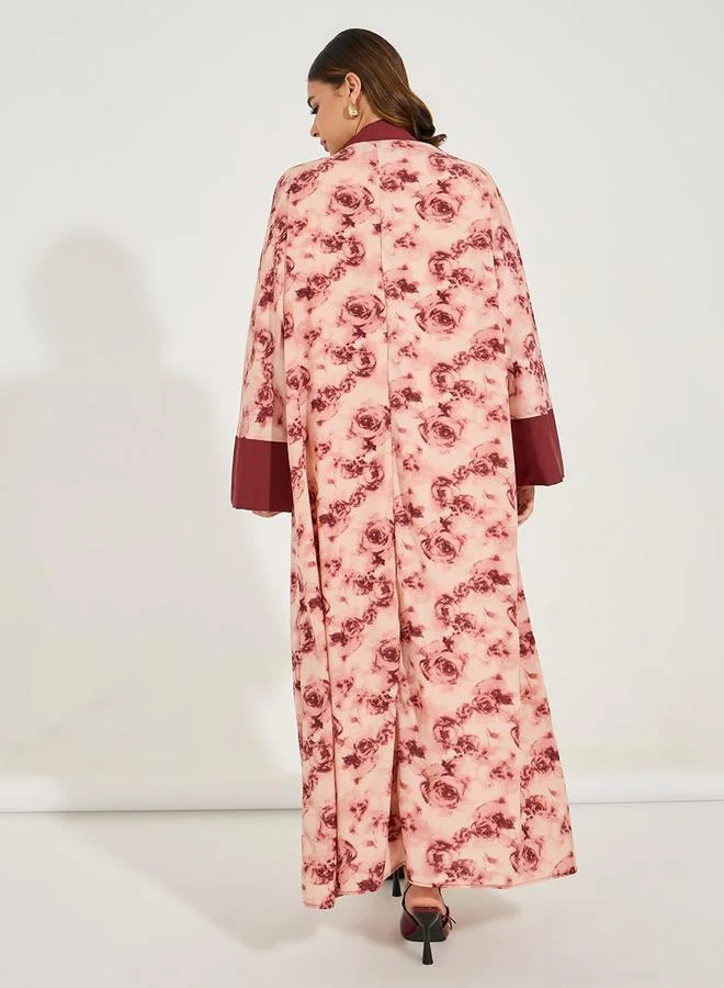 Styli Regular Fit Maxi Floral Print Kimono