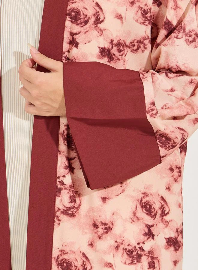 Styli Regular Fit Maxi Floral Print Kimono