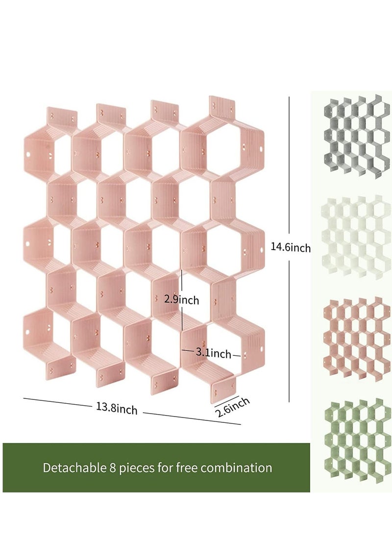 SYOSI Drawer Organizer Divider Honeycomb Separator Adjustable for Ties Underwear Cosmetics and Jewelry Sock Pink - Image 2