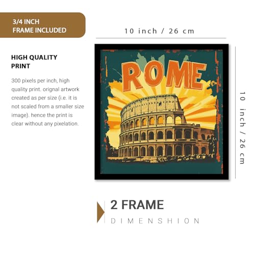 kotart Retro Travel Theme Wall Poster with Frame for Room Office Living Room Hotel Home Decor – Modern Art City Vibes Wall Decor Photo Frames - Framed Posters / Paintings Set of 8 (Art 5, Small(10x13 or 10x10 inch), Framed) - Image 3