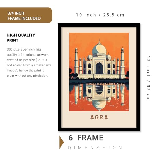 kotart Retro Travel Theme Wall Poster with Frame for Room Office Living Room Hotel Home Decor – Modern Art City Vibes Wall Decor Photo Frames - Framed Posters / Paintings Set of 8 (Art 5, Small(10x13 or 10x10 inch), Framed) - Image 2