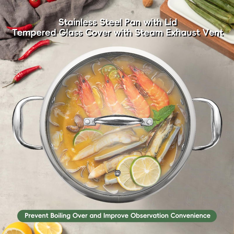 Lazycorner 11-Piece Pots and Pans Set, 18/10 Stainless Steel Cookware Set, Induction Compatible, PFOA-Free Coating, Dishwasher Safe, Includes Frying Pan & Sauce Pan with Lids - Image 4