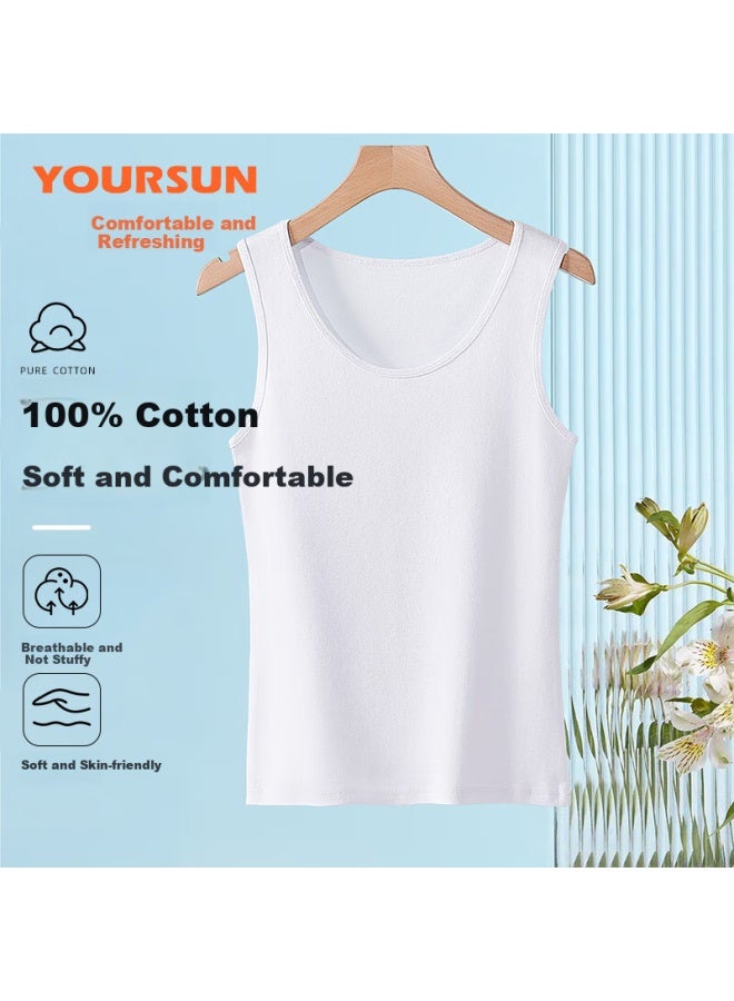 Your Sun Yiershuang Women's Camisole, Solid Color Round Neck Comfortable Tank Top, Sleeveless Undershirt, Inner Wear Or Outerwear - Image 1
