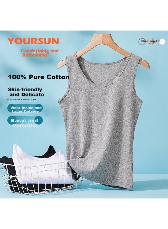 Your Sun Yiershuang Women's Camisole, Solid Color Round Neck Comfortable Tank Top, Sleeveless Undershirt, Inner Wear Or Outerwear - Image 2
