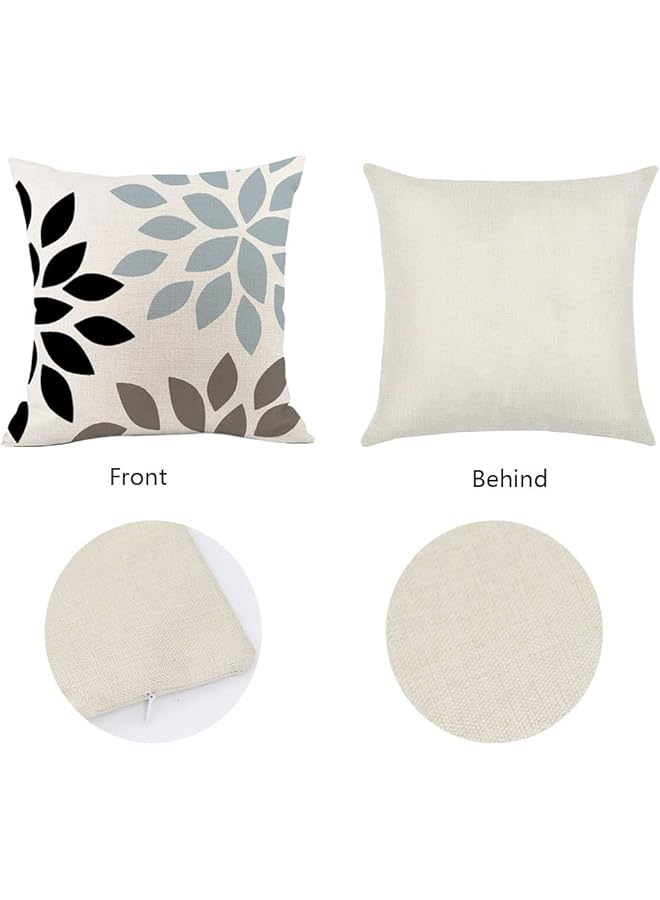 ORiTi 4Pcs Throw Pillow Covers Cotton Linen Modern Geometric Square Pillowcases For Couch Sofa Chair Bedroom Home Decor Blue 45X45Cm - Image 2