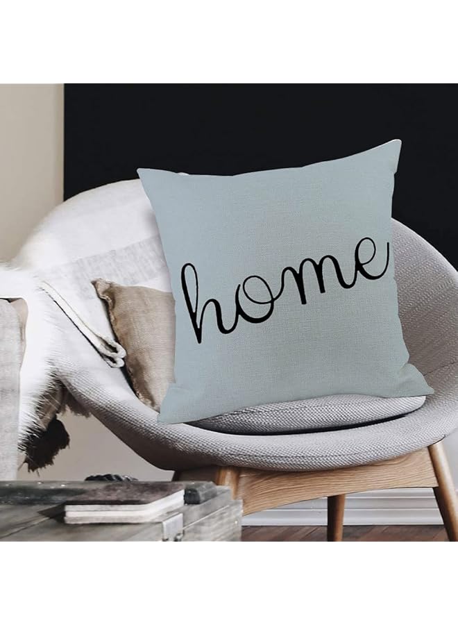 ORiTi 4Pcs Throw Pillow Covers Cotton Linen Modern Geometric Square Pillowcases For Couch Sofa Chair Bedroom Home Decor Blue 45X45Cm - Image 5