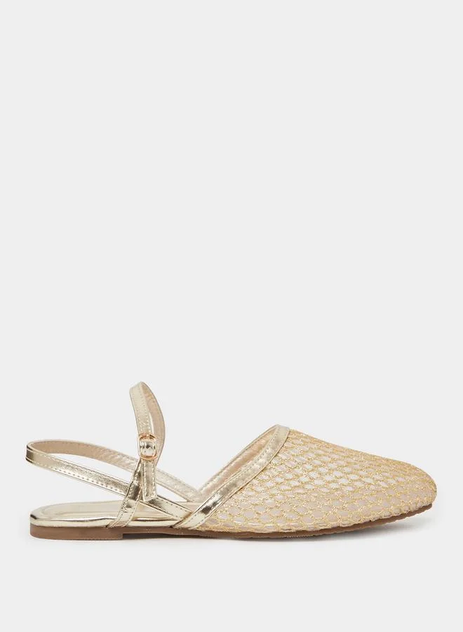Gold Mesh Slingback Casual Shoes
