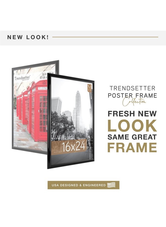 MCS MCS Trendsetter 16x24 Poster Frame Black High-Gloss, Vertical & Horizontal Wall Hanging Large Picture Frame for Photos, Posters & Art Prints (1-Pack)  - Image 1