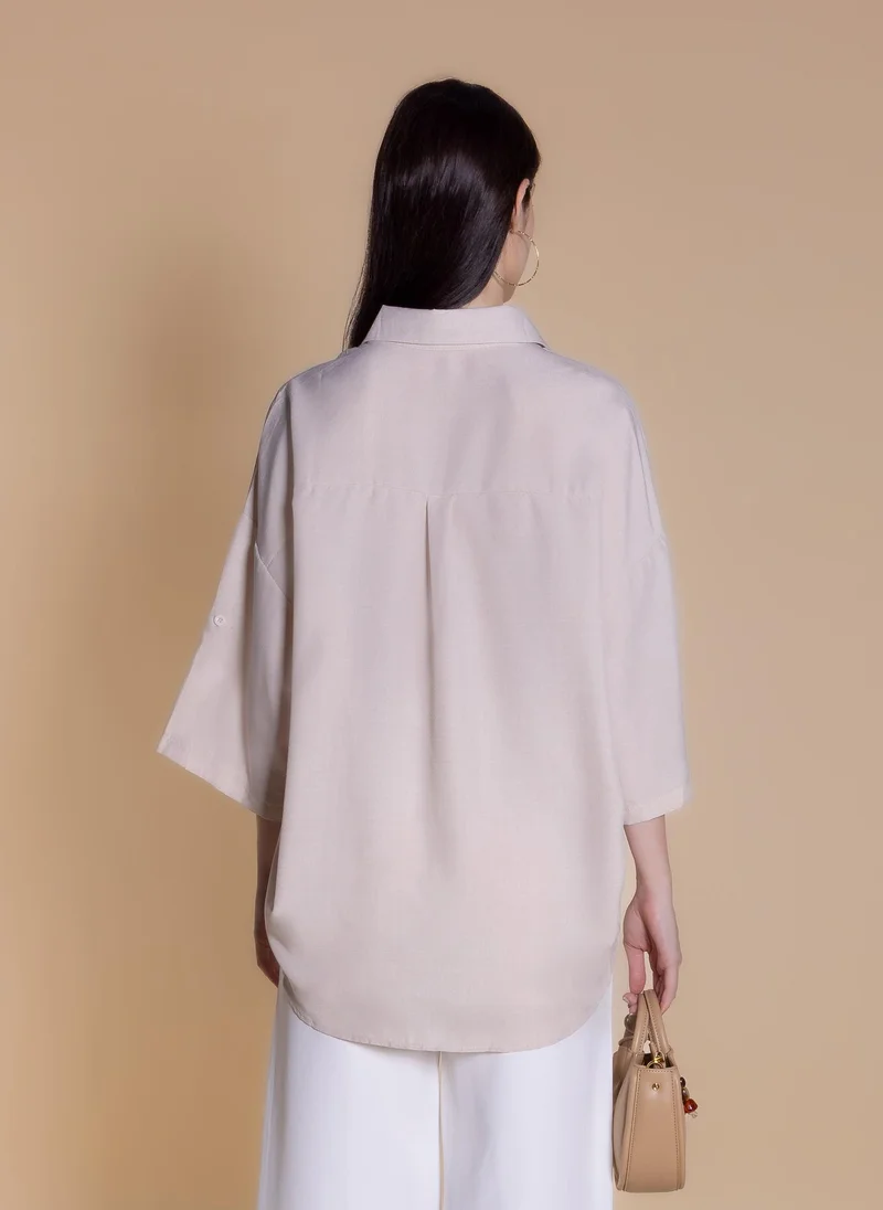 Shapes Beige FLOWY COMFORT SHIRT for Women | Best Price UAE