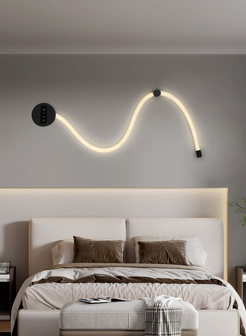 LOOPITYS Wall lamp（100cm,Three color light adjustment from 3000K to 6000K）Eye protection LED Modern Wall Light  Luxurious Lines Silicone Hose Wall Lamp for Living Room sofa、Bedroom Bedside and study decoration background wall lamp DIY Lamp - Image 1
