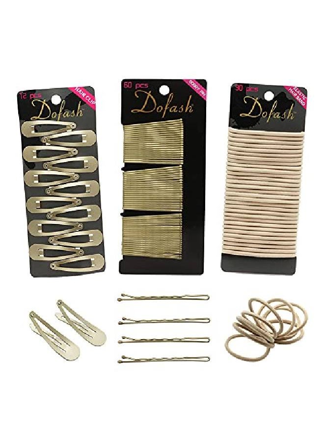 Dofash - Women'S Braided Good Hair Set102Counts Set (Bobby Pins 60Pcs + Hyper Elastics Ties 30Pcs + Snap Hair Clips (Blonde) - Image 1