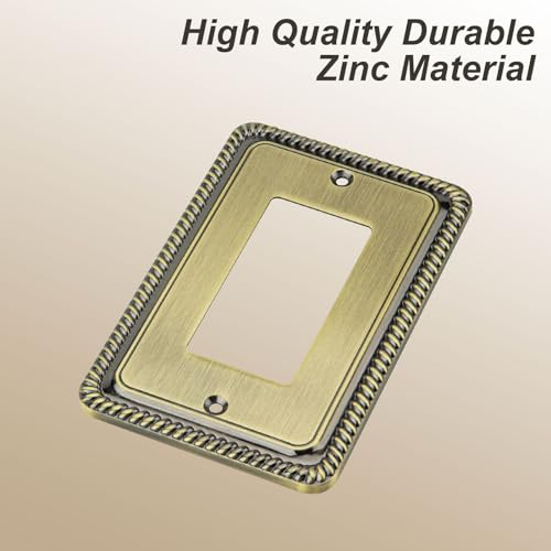 Henne Bery Rope Edge Decorative Wall Plate Switch Plate Outlet Cover (Single Decorator, 2 Pack, Antique Brass) - Image 2