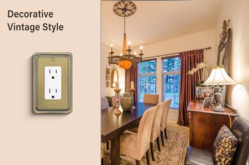 Henne Bery Rope Edge Decorative Wall Plate Switch Plate Outlet Cover (Single Decorator, 2 Pack, Antique Brass) - Image 5