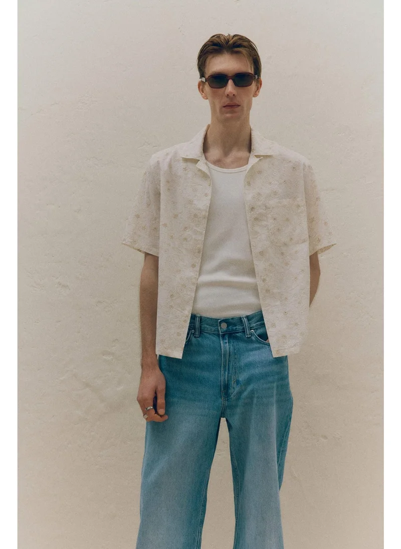 اتش اند ام Regular Fit Embroidered resort shirt