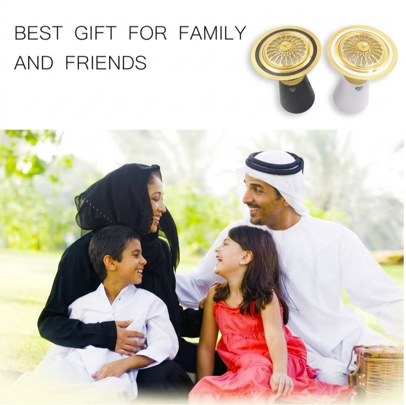 Bukhoor Portable Electric Incense Burner, USB Rechargeable Arabic Mabkhara, Luxury White and Gold Smart Oud Bukhoor Burner, Handheld Electronic Censer for Home, car and Office - Image 5