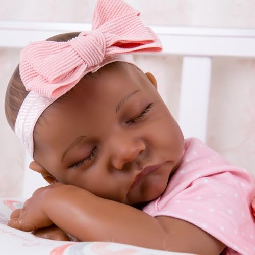Aori Lifelike Reborn Baby Dolls Black 18Inch Realistic American Newborn Real Life Black Girl with Feeding Kit Gift Box for Kids Age 3 - Image 5