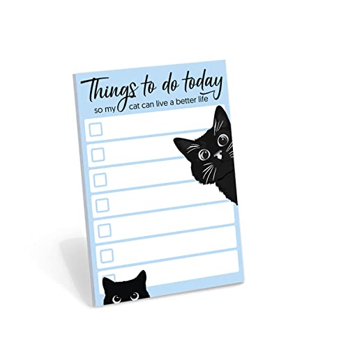 DAILY RITMO Funny Black Cat Lover Small to Do List Sticky Notes, Blue | Things to Do Today | Humor Notebook Notepad Note Card for Women Gift| 50 Pages 4x6 by DAILY RITMO - Image 1