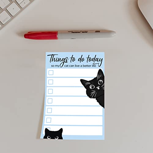 DAILY RITMO Funny Black Cat Lover Small to Do List Sticky Notes, Blue | Things to Do Today | Humor Notebook Notepad Note Card for Women Gift| 50 Pages 4x6 by DAILY RITMO - Image 2