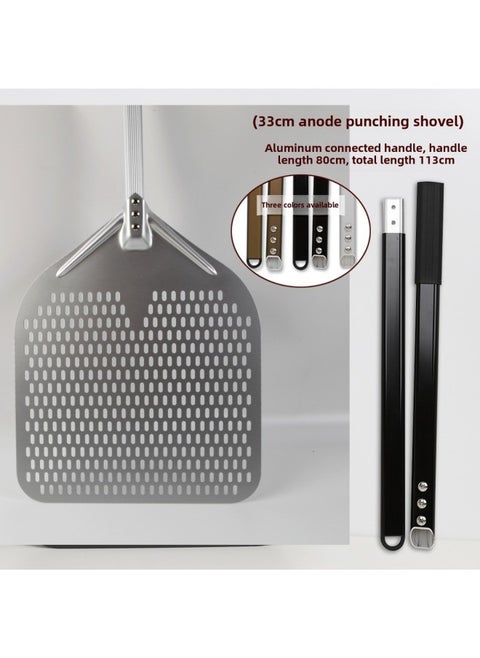 Daily Use Kitchen Utensils/pizza Shovel/pizza Shovel Stainless Steel Pizza Cutter Handle For Easy Slicing Serving-Specifications:33cm Anode Punching Shovel +80cm Connecting Alloy Handle With Carton