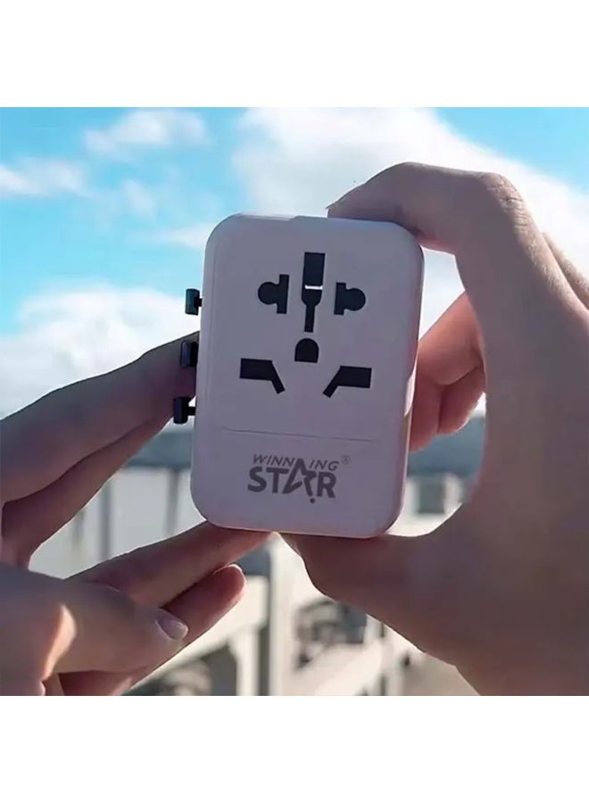 Winning Star Universal Travel Adapter ST-1009U – USB, Type-C, 5-in-1 Sockets, 2500W, Fire-Retardant, Compact Design - Image 5