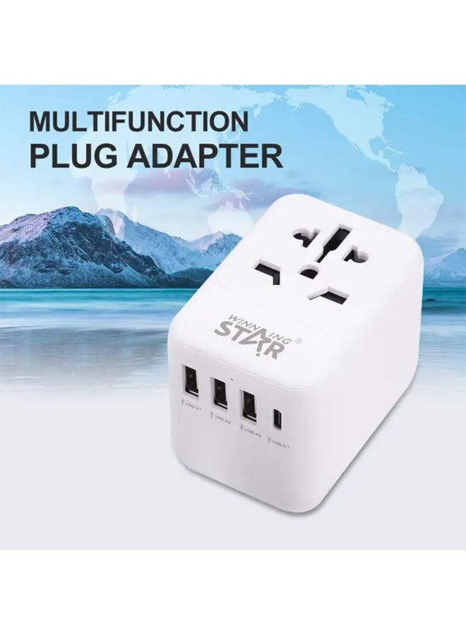Winning Star Universal Travel Adapter ST-1009U – USB, Type-C, 5-in-1 Sockets, 2500W, Fire-Retardant, Compact Design - Image 2