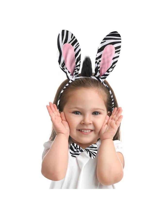 EVERMARKET Plush Animal Ears Headband Horns Headband,Halloween Christmas Festival Theme Party Animal Cosplay Costume Headwear (Zebra) - Image 5