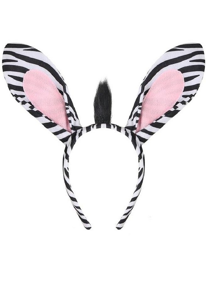 EVERMARKET Plush Animal Ears Headband Horns Headband,Halloween Christmas Festival Theme Party Animal Cosplay Costume Headwear (Zebra) - Image 1