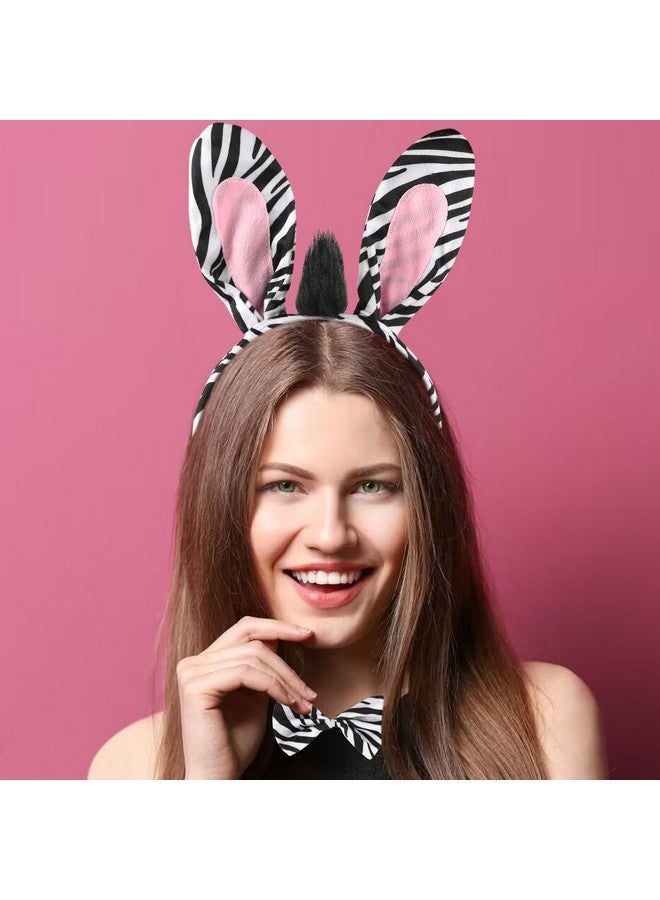EVERMARKET Plush Animal Ears Headband Horns Headband,Halloween Christmas Festival Theme Party Animal Cosplay Costume Headwear (Zebra) - Image 4