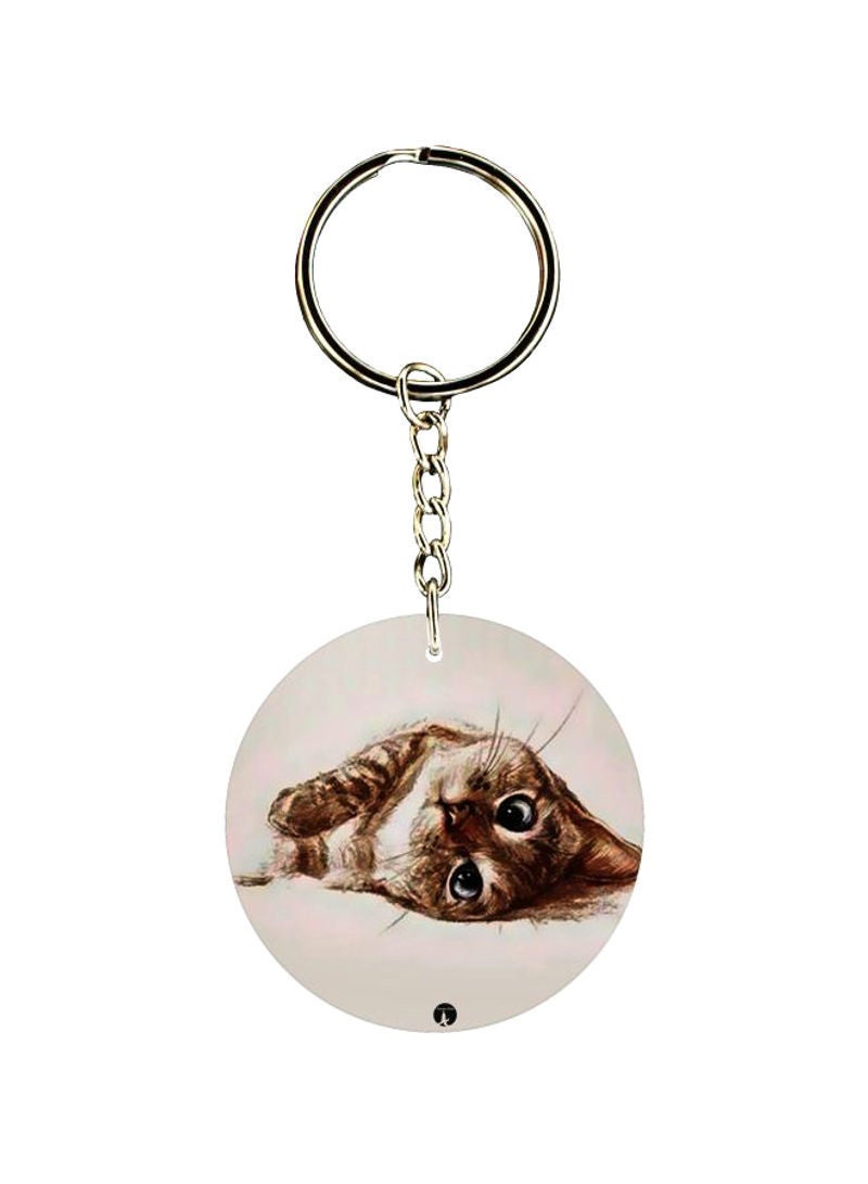 Double Sided Cat Printed Keychain