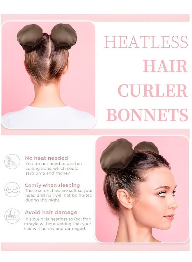 طقم من قطعتين من مكواة تجعيد الشعر الجديدة تمامًا ذات اللمسة النهائية الساتينية بدون حرارة مع غطاء، وعصابة رأس ناعمة لمكواة التجعيد، مناسبة للشعر الطويل، ويمكن ارتداؤها طوال الليل (وردي) - Image 3