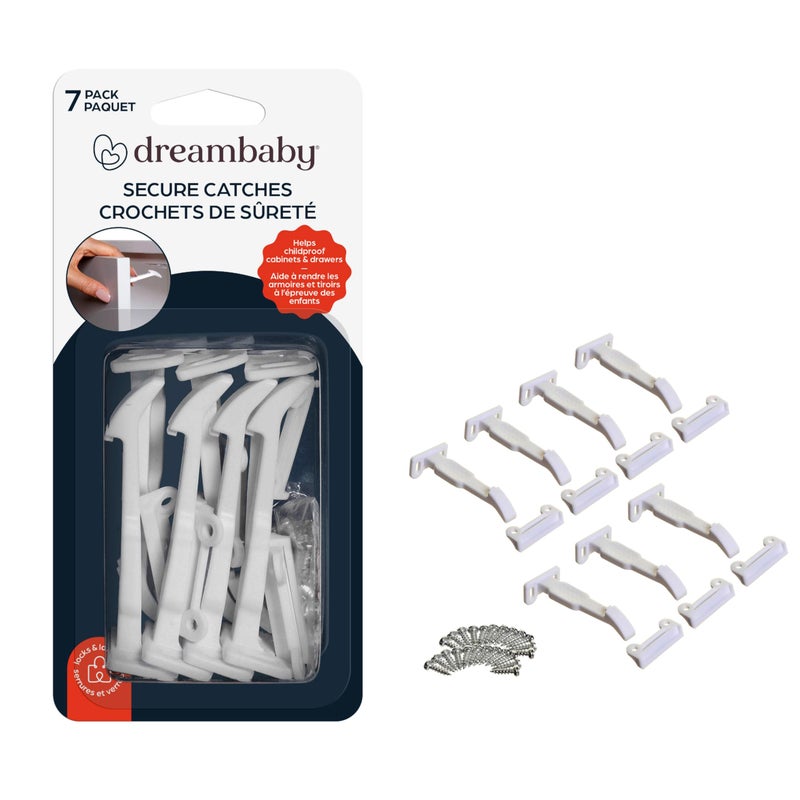 Dreambaby Secure Latches for Drawers and Cabinets, 7 Pack, Child Proofing Baby Safety Locks for Inside Drawer - Image 1