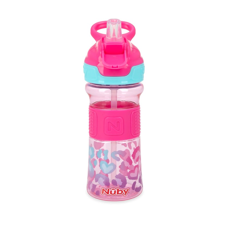 Nuby Thirsty Kids Flip-It No-Spill Toddler Sippy Cup with Soft Spout - 12 oz - 18+ Months - Pink Leopard - Back to School Essentials - Image 4
