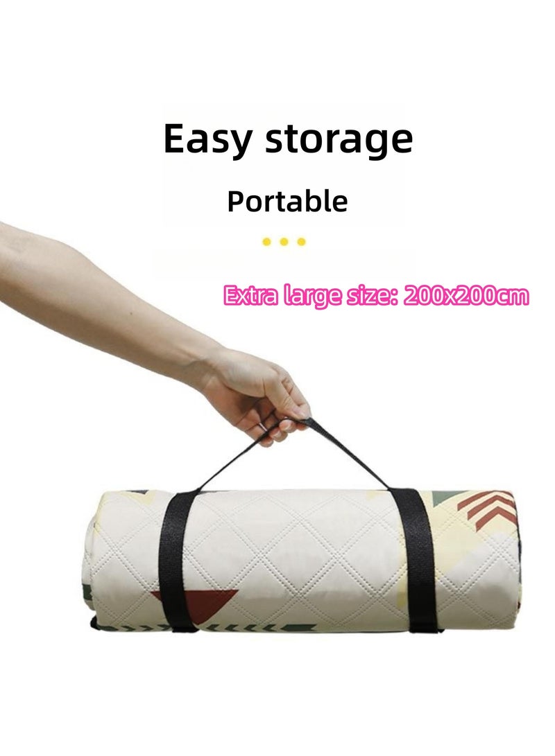 NOVOLAN Beach Blanket Extra Large Sand Proof Waterproof Picnic Mat for Camping, Hiking, Outdoor - Thickened Moisture-proof Floor Mat (Orange) - Image 5