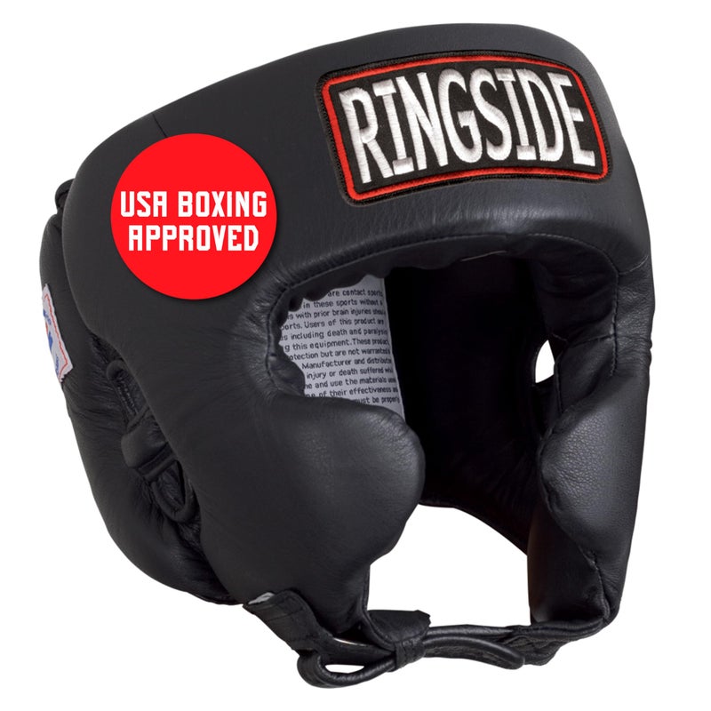 Ringside Competition Boxing Headgear, USA Boxing-Approved Leather Headgear with Cheek Protection, Great for MMA, Muay Thai, Kickboxing, and Training, Ideal for Men and Women, Black, Medium - Image 2