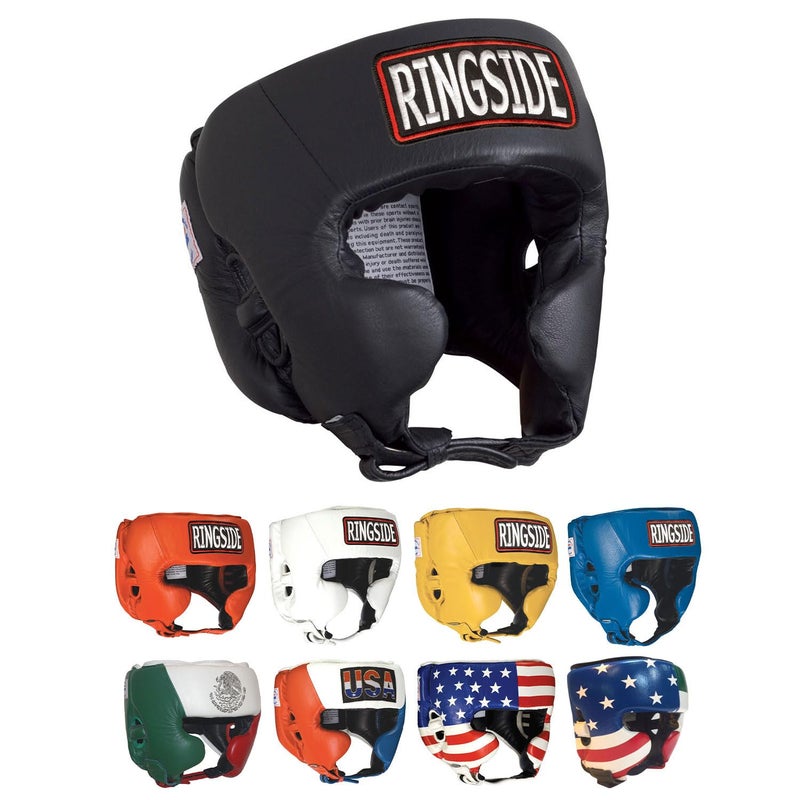 Ringside Competition Boxing Headgear, USA Boxing-Approved Leather Headgear with Cheek Protection, Great for MMA, Muay Thai, Kickboxing, and Training, Ideal for Men and Women, Black, Medium - Image 1